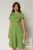 Rochie scurta verde fistic cu croi clos si funda ampla