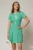 Rochie scurta verde menta cu maneci scurte si pliuri mici pe fusta