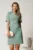 Rochie scurta verde mint din stofa cu nasturi pe bust