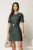 Rochie scurta verde pin din stofa cu dungi si curea in talie