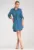 Rochie tip camasa – albastra – poliester – maneci reglabile –