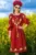 Rochie traditionala bordo Alessia din bumbac cu broderie florala
