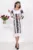 Rochie traditionala midi alba Adriana cu broderie neagra