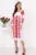 Rochie traditionala midi alba Adriana cu broderie rosie