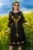 Rochie traditionala neagra Alessia din bumbac cu broderie florala