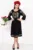 Rochie traditionala neagra Eugenia cu broderie bej labirint