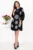 Rochie traditionala neagra Natasha cu flori brodate si maneci perforate