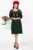 Rochie traditionala verde Aura cu flori brodate si maneci perforate