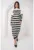 Rochie tricotata guler inalt – dungi – alb/negru – material acrilic –