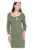 Rochie verde – bumbac – maneci lungi – decolteu delicat