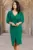 Rochie verde de ocazie conica cu fronseuri si bujori 3D