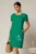 Rochie verde din in cu flori brodate si croi drept