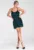 Rochie verde – poliester – fara bretele – franjuri – eleganta – scurta –